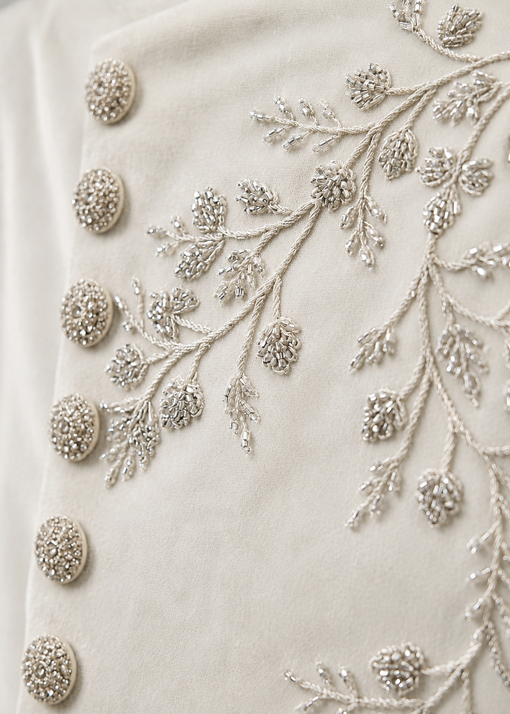 White Embroidered Velvet Bandhgala