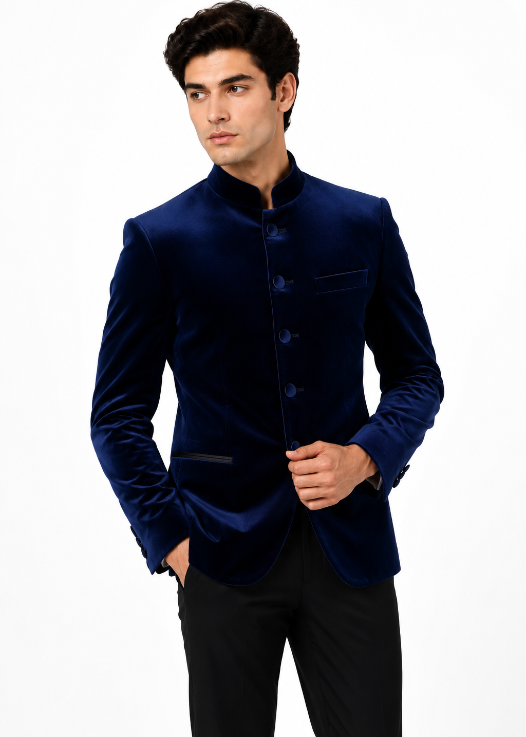 Midnight Navy Velvet Prince Coat