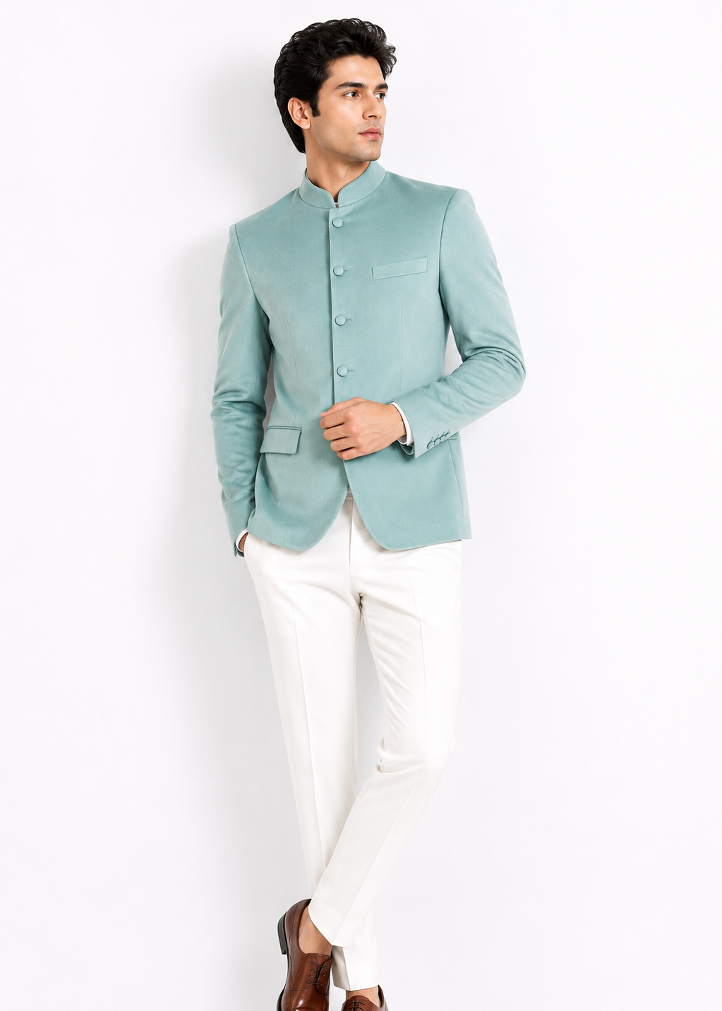 Mint Blue Bandhgala & Trousers