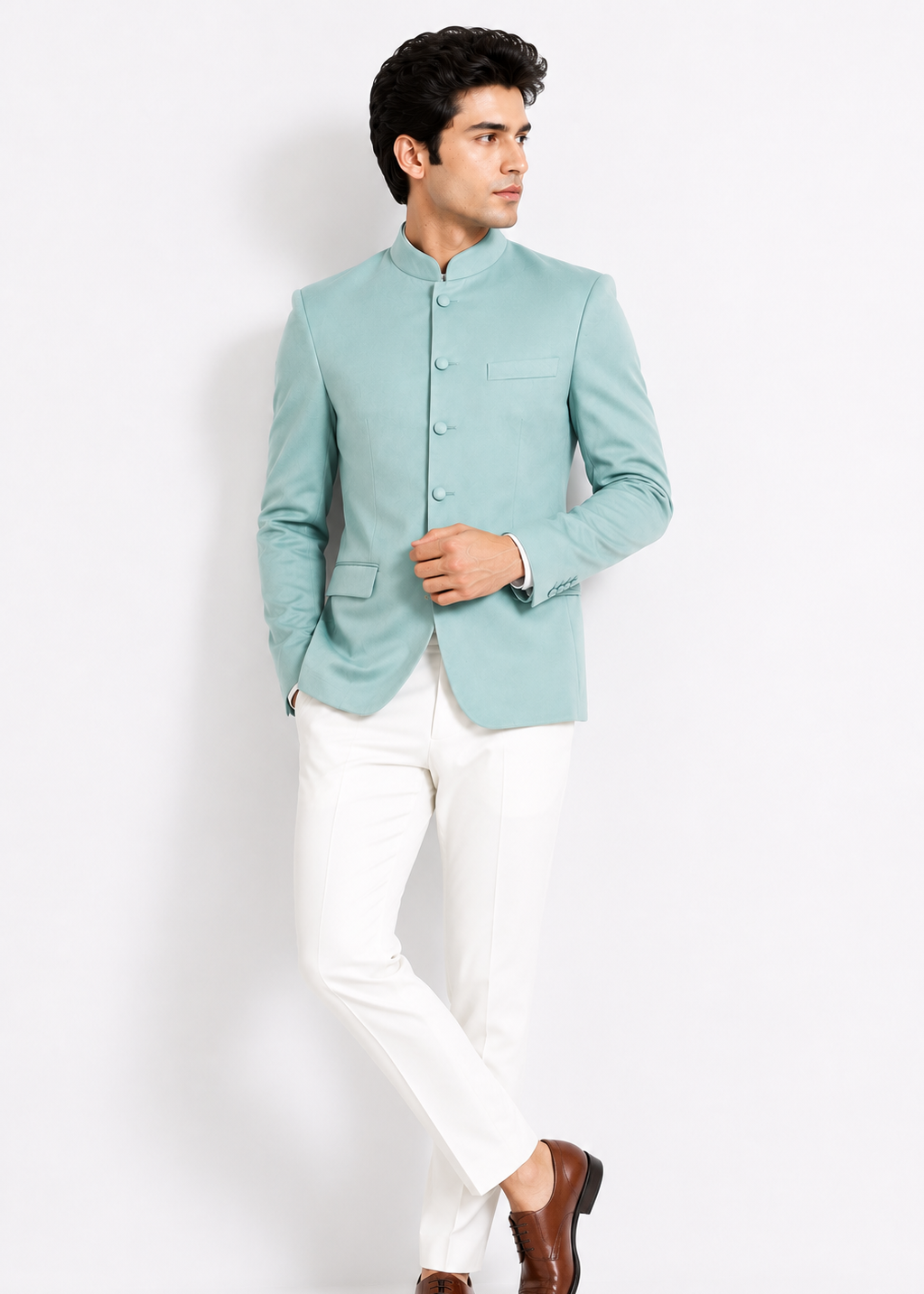 Mint Blue Bandhgala & Trousers