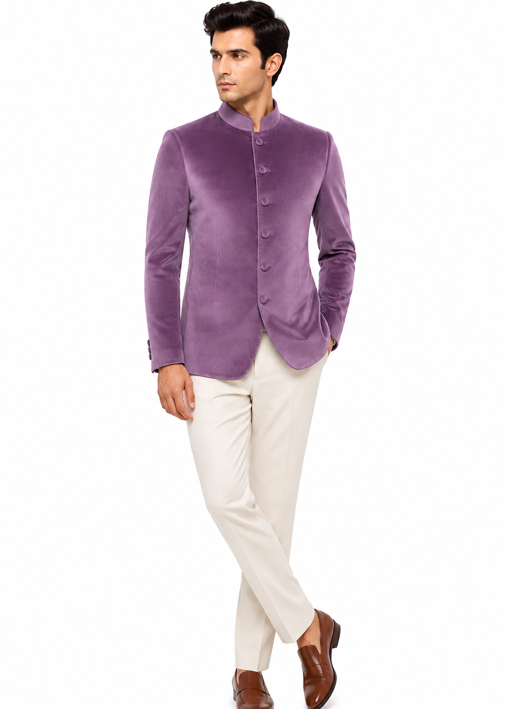 Slim Fit Lavender Bandhgala