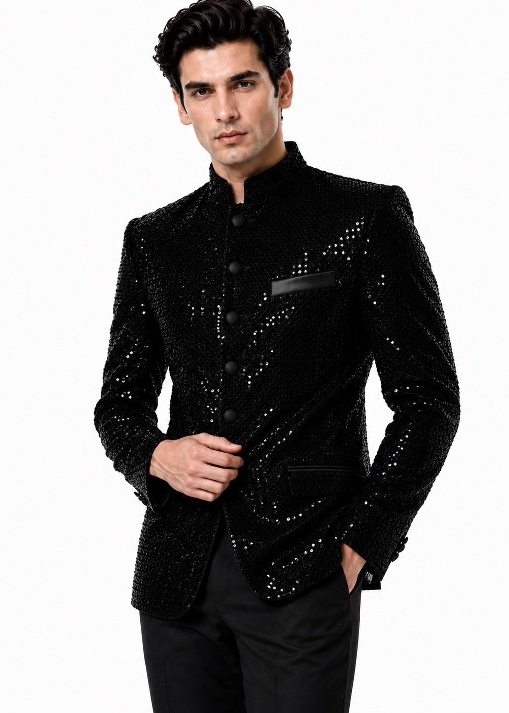 Black Sequin Embellished Jodhpuri