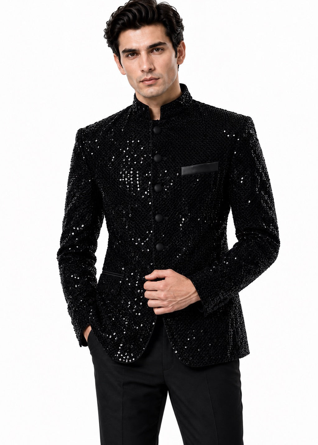 Black Sequin Embellished Jodhpuri