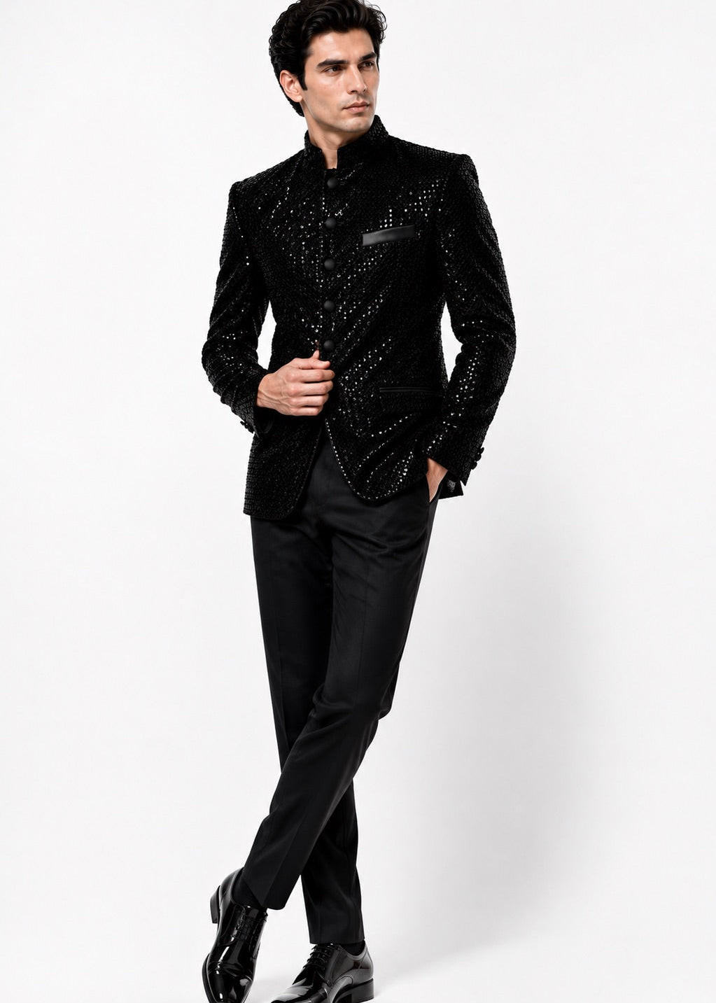 Black Sequin Embellished Jodhpuri