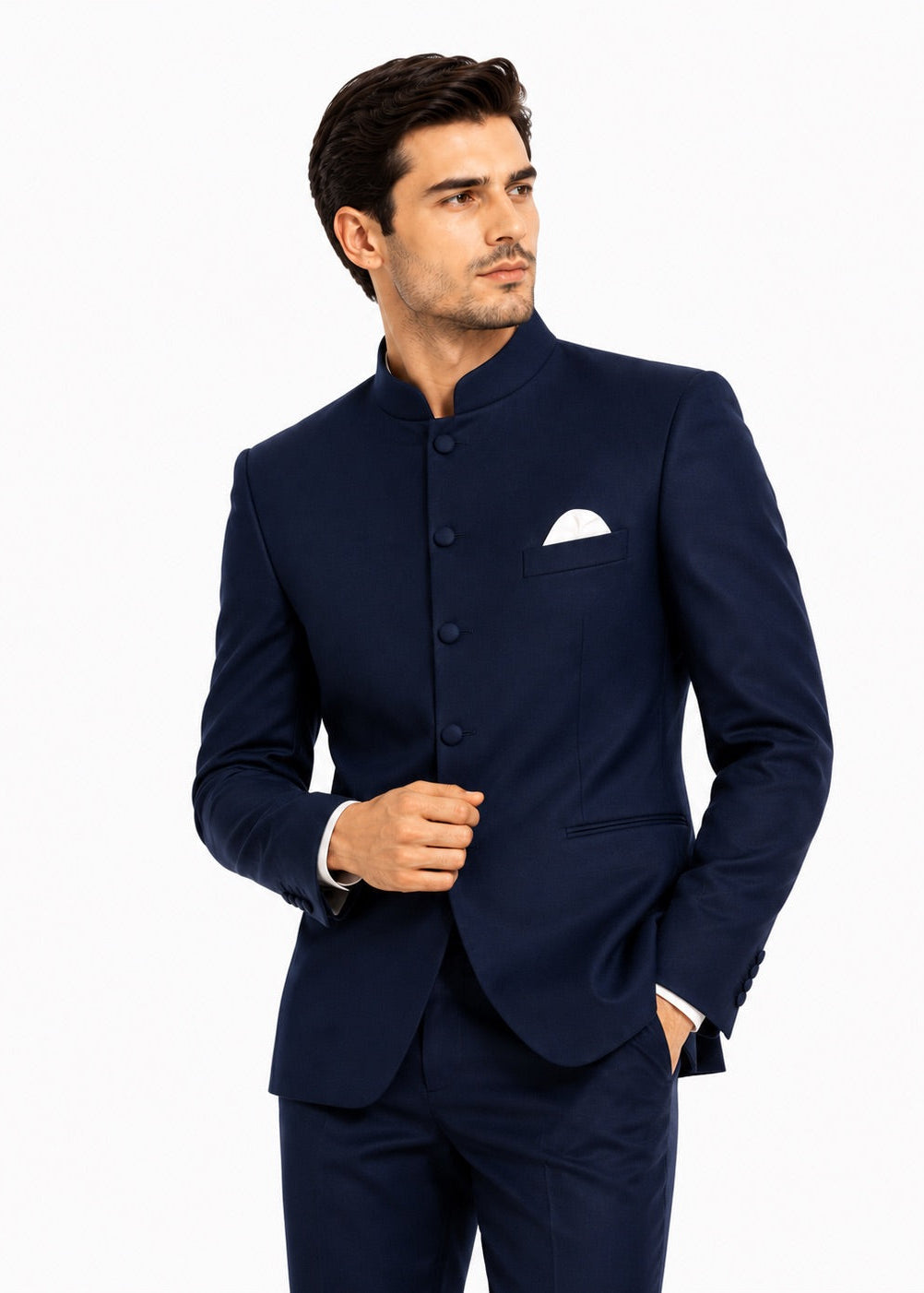 Dark Navy Blue Bandhgala Suit