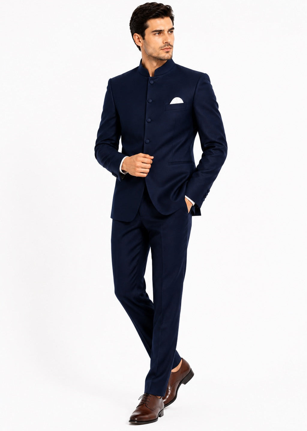 Dark Navy Blue Bandhgala Suit