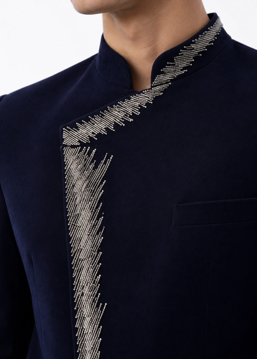 Midnight Blue Metallic Hand-Embroidered Jodhpuri