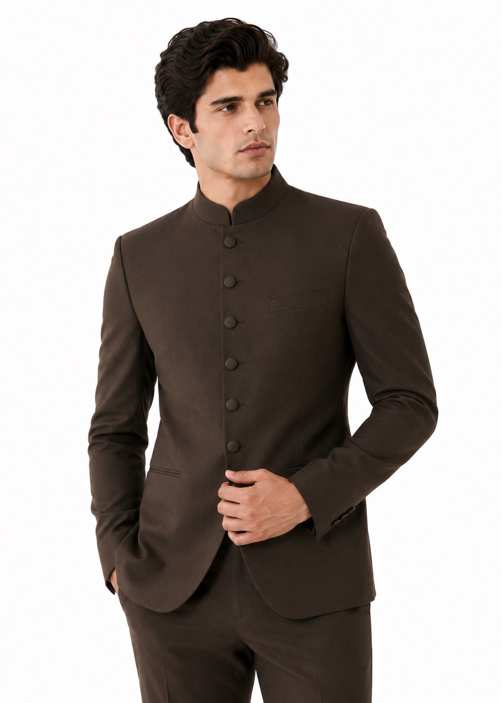 Classic Dark Brown Bandhgala