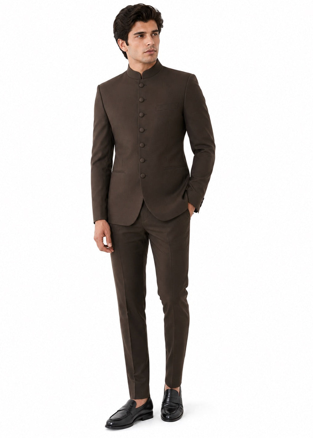 Classic Dark Brown Bandhgala