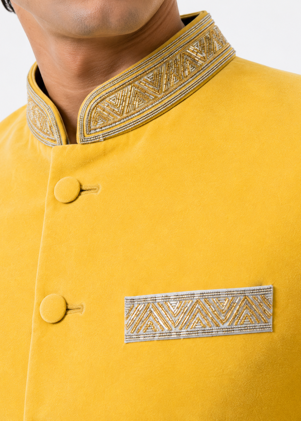 Yellow Embroidered Jodhpuri Suit