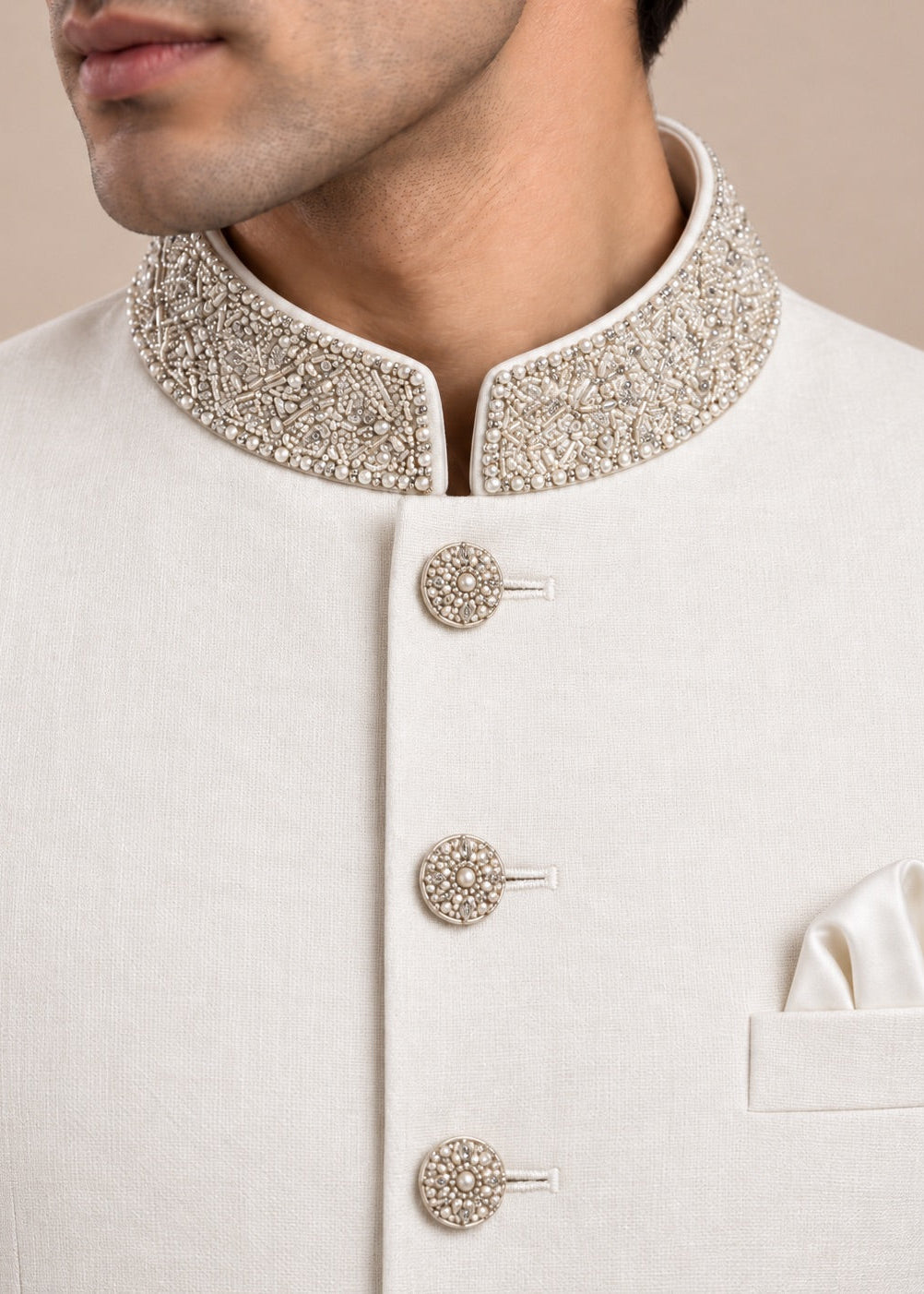 Ivory Embroidered Jodhpuri Suit