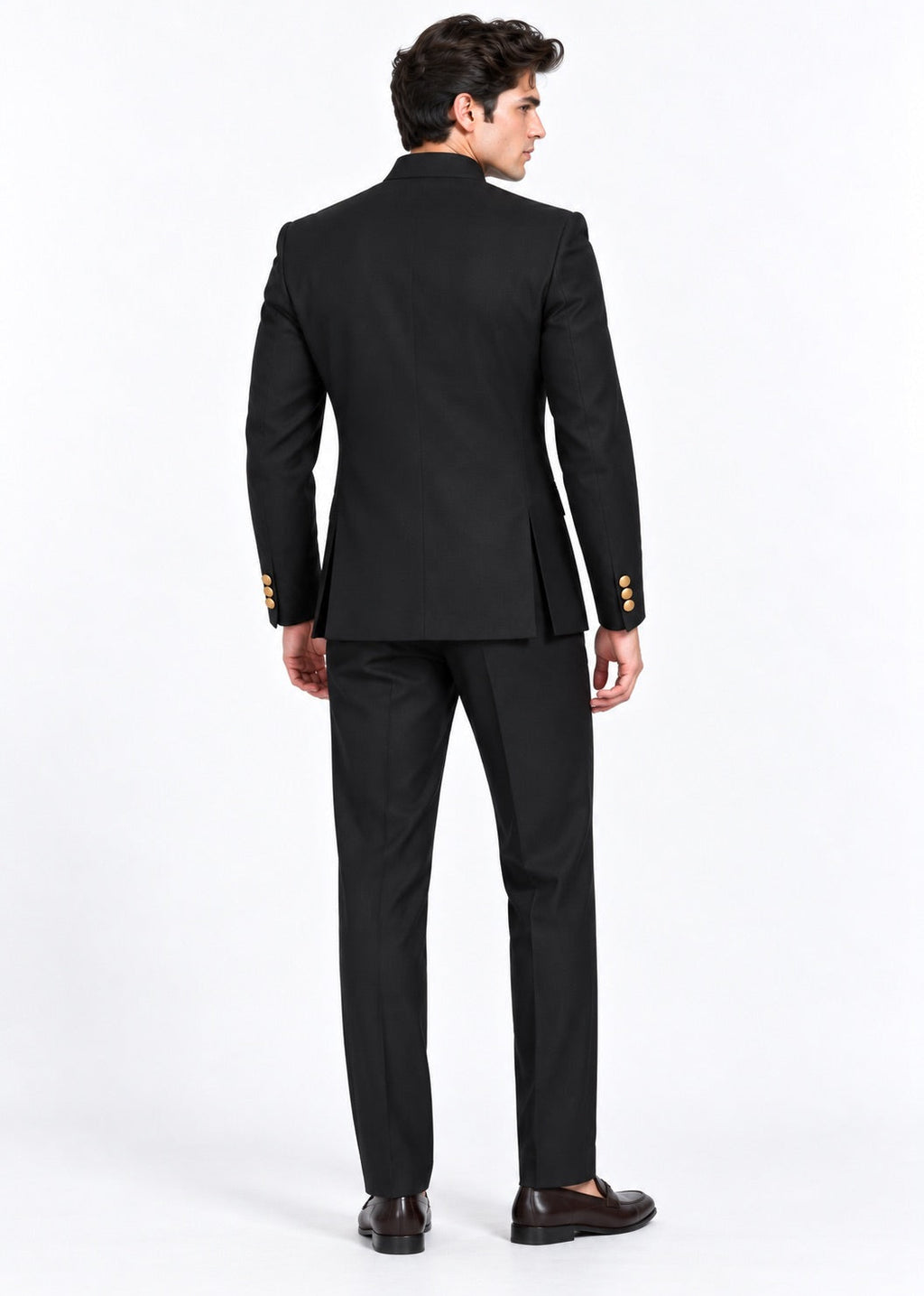 Classic Black Jodhpuri Suit with Gold Buttons