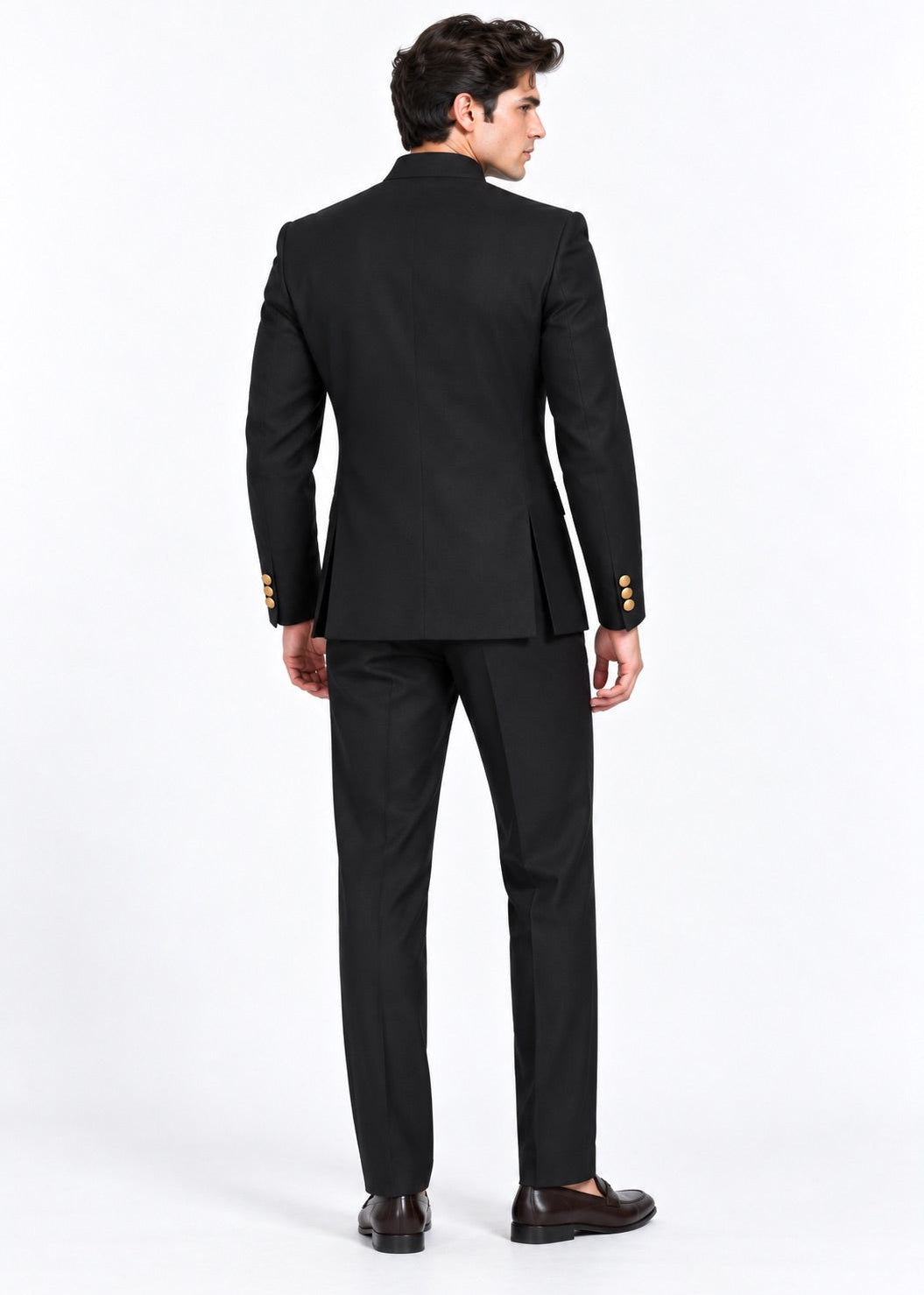 Classic Black Jodhpuri Suit with Gold Buttons