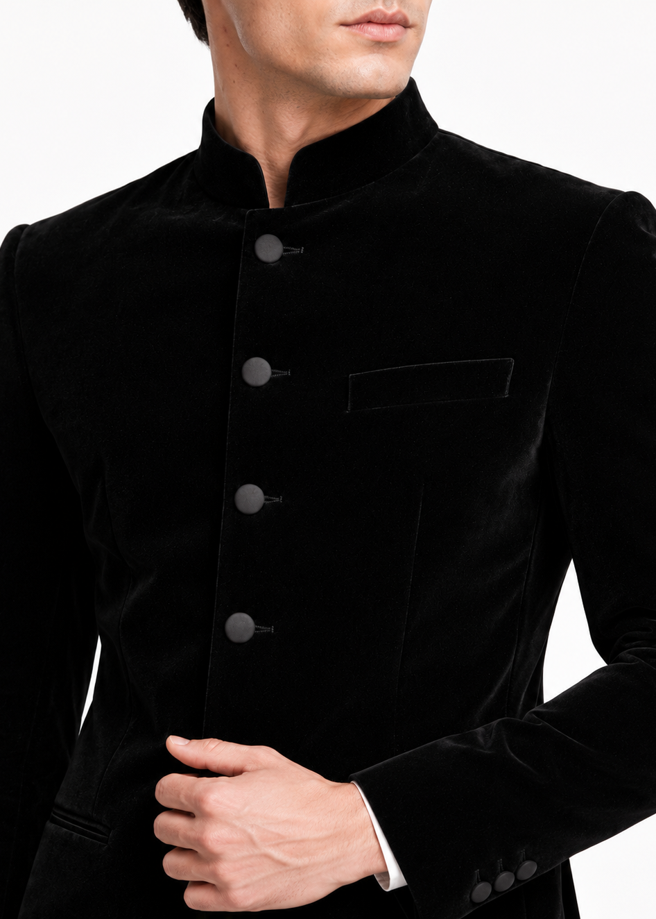 Black Velvet Bandhgala Suit