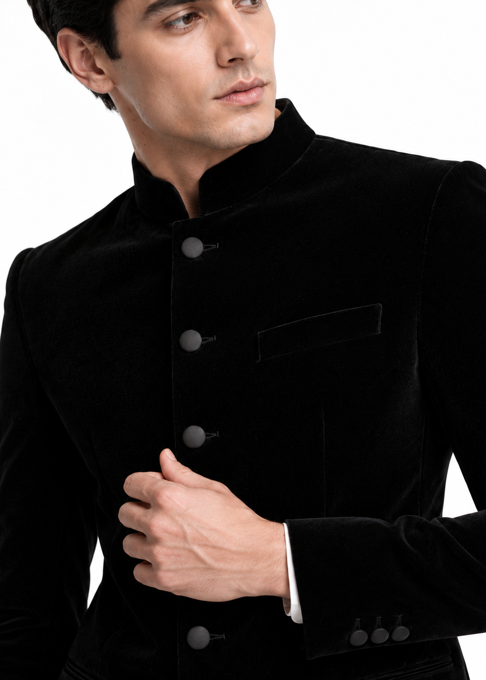 Black Velvet Bandhgala Suit